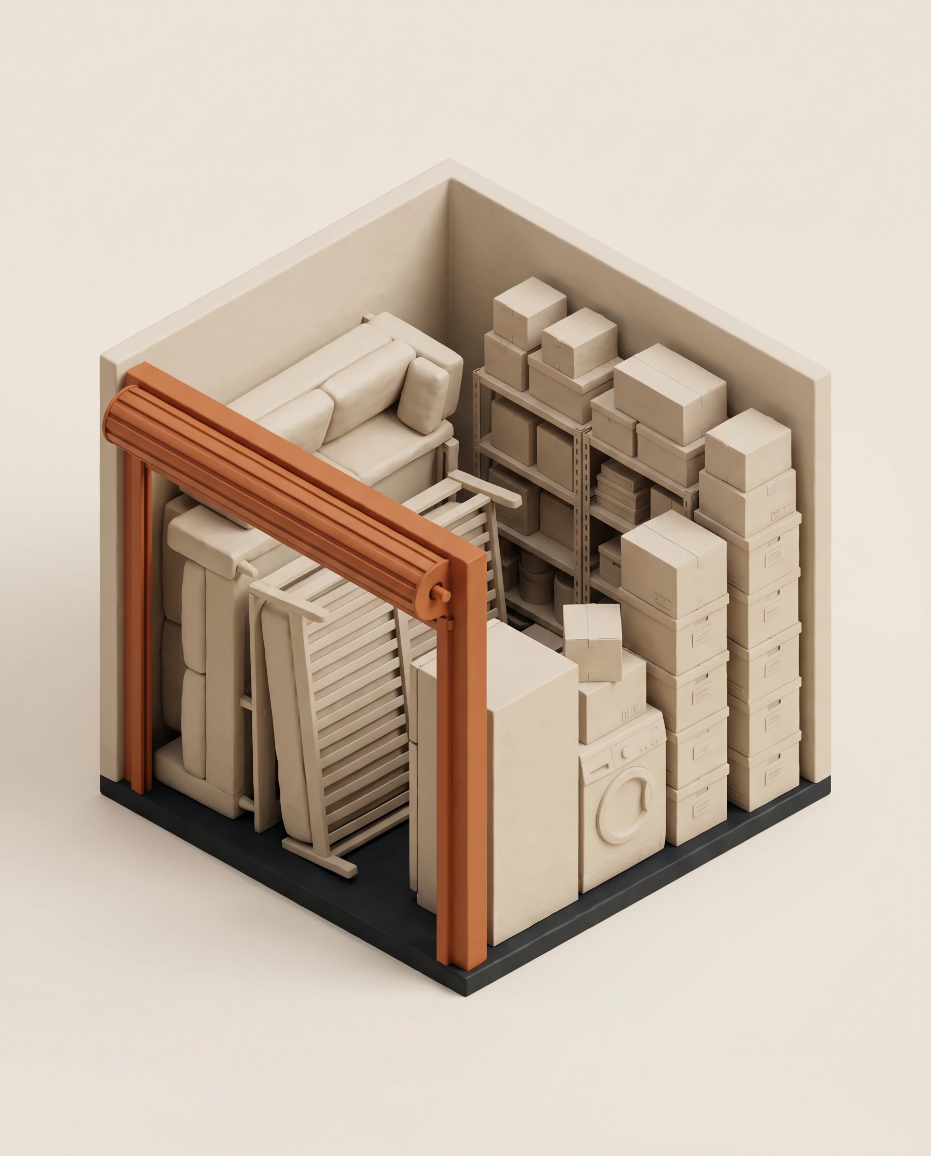 Lagerbox mit eingelagertem Hausstand einer Wohnung, rund 10 m²